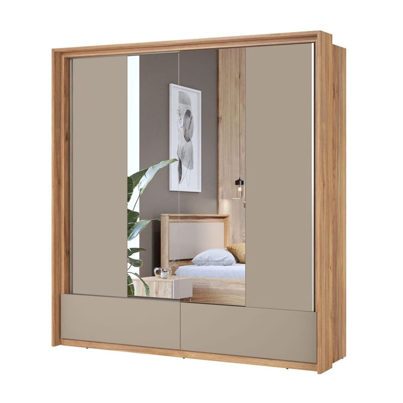 Garderob med spegel Impressio 2 skjutdörrar med 2 lådor - 209 cm - Förvaring - Garderober & garderobssystem