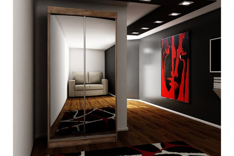 Garderob med Speglar Trissma LED-belysning Blå 100 cm - Mörk Ask - Garderober & garderobssystem