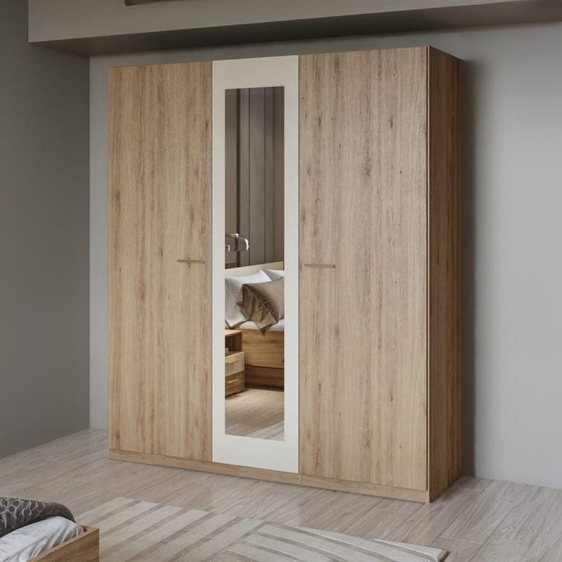 Garderob Vertina 3 Dörrar 1 Spegel - Förvaring - Garderober & garderobssystem