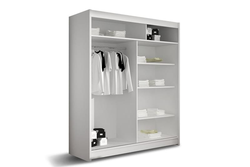 Garderob Presto Skjutdörrar Delad Spegel - Vit - Garderober & garderobssystem