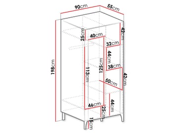 Aggarwal Garderob 90 cm i Trä med Metallben - Ljusgrå - Förvaring - Garderober & garderobssystem