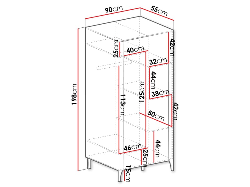 Aggarwal Garderob 90 cm i Trä med Metallben - Ljusgrå - Förvaring - Garderober & garderobssystem
