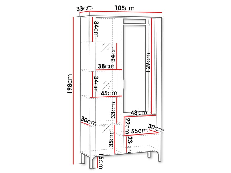 Aggarwal Garderob med Spegel 105 cm - Förvaring - Garderober & garderobssystem