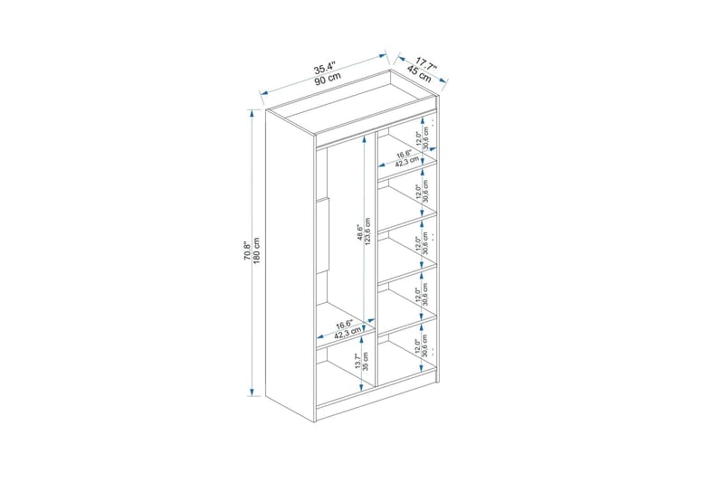 Akser Garderob 90x180 cm - Vit - Förvaring - Garderober & garderobssystem
