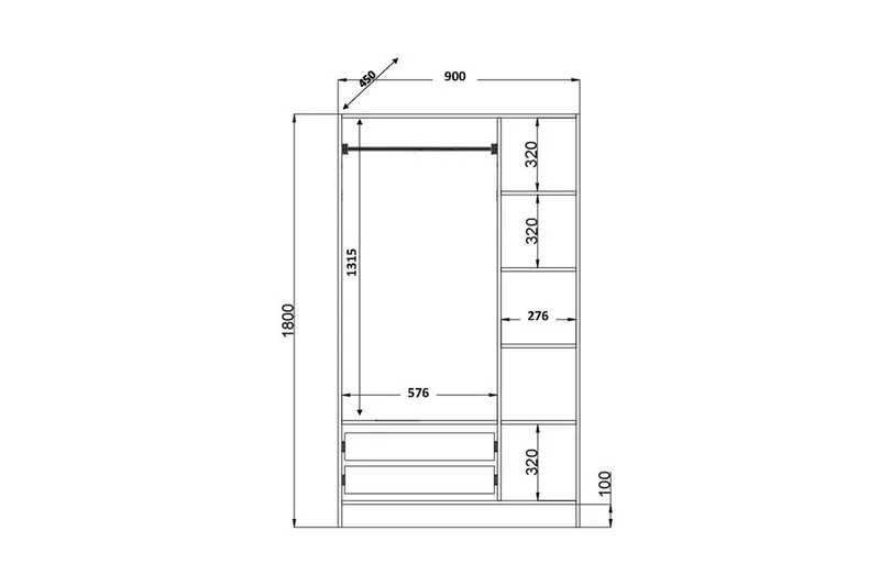 Alven Garderob 90x180 cm - Matt Vit - Förvaring - Garderober & garderobssystem