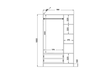 Alven Garderob 90x180 cm - Matt Vit - Förvaring - Garderober & garderobssystem