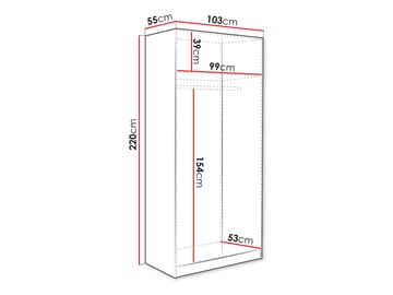 Amelus Garderob 103x220 cm - Brun/Svart - Förvaring - Garderober & garderobssystem