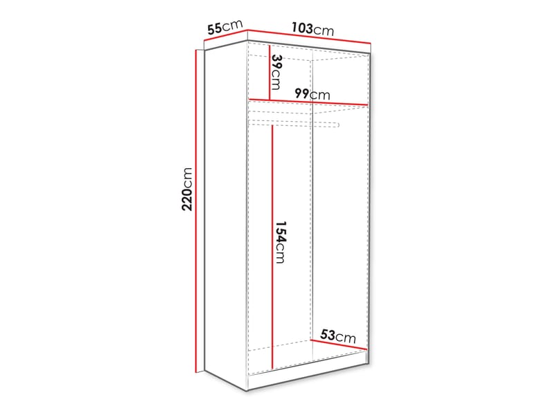 Amelus Garderob 103x220 cm - Brun/Svart - Förvaring - Garderober & garderobssystem