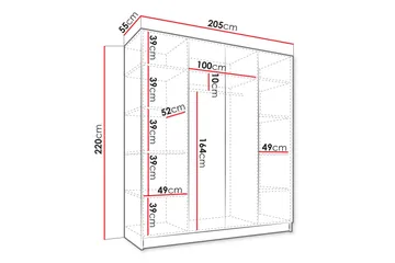 Amelus Garderob 205x220 cm - Brun - Förvaring - Garderober & garderobssystem