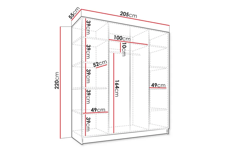 Amelus Garderob 205x220 cm - Brun - Förvaring - Garderober & garderobssystem