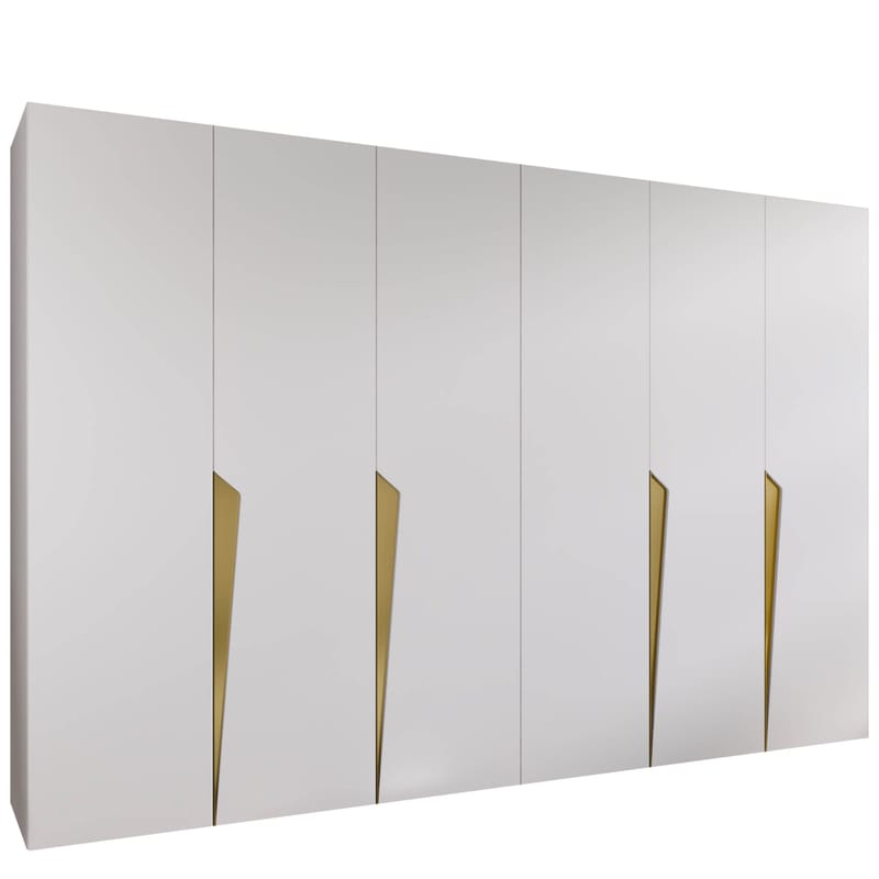 Barile Garderob 300 cm, vit, guld