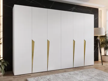 Barile Garderob 300 cm - vit, guld - Förvaring - Garderober & garderobssystem