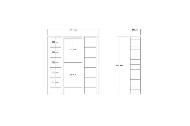 Bertoaria Garderob 161x180 cm - Valnöt - Förvaring - Garderober & garderobssystem