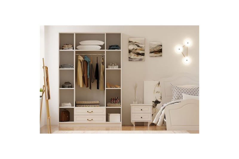 Beyric Garderob 140x210 cm - Matt Vit - Förvaring - Garderober & garderobssystem