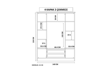 Beyric Garderob 140x210 cm - Matt Vit - Förvaring - Garderober & garderobssystem