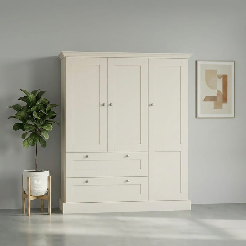 Binz Garderob 122x130 cm - Kashmirgräddvit - Förvaring - Garderober & garderobssystem