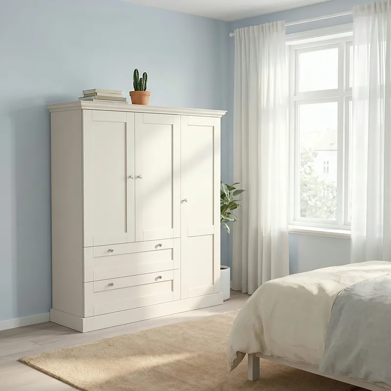 Binz Garderob 122x130 cm - Kashmirgräddvit - Förvaring - Garderober & garderobssystem