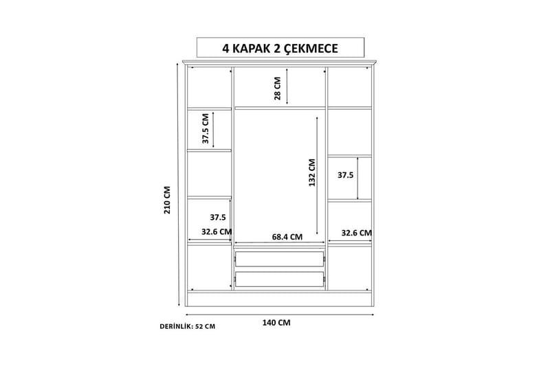 Brelin Garderob 140x210 cm - Matt Vit - Förvaring - Garderober & garderobssystem
