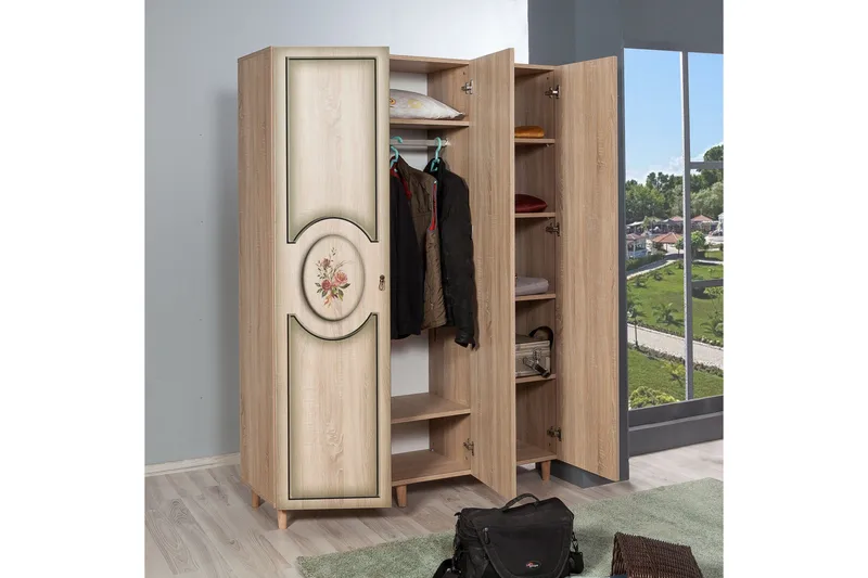 Brokind Garderob 135 cm i Trä - Beige - Förvaring - Garderober & garderobssystem
