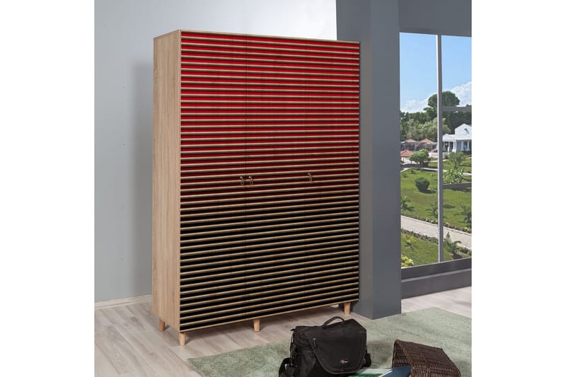 Brokind Garderob 135 cm i Trä - Röd - Förvaring - Garderober & garderobssystem