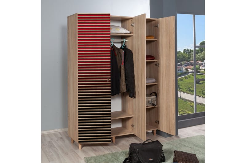 Brokind Garderob 135 cm i Trä - Röd - Förvaring - Garderober & garderobssystem