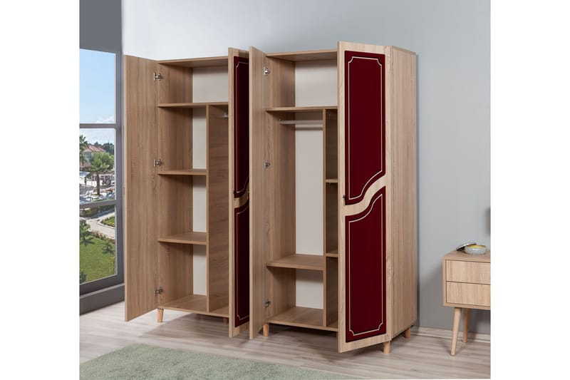 Brokind Garderob 180 cm - Brun/Röd - Förvaring - Garderober & garderobssystem