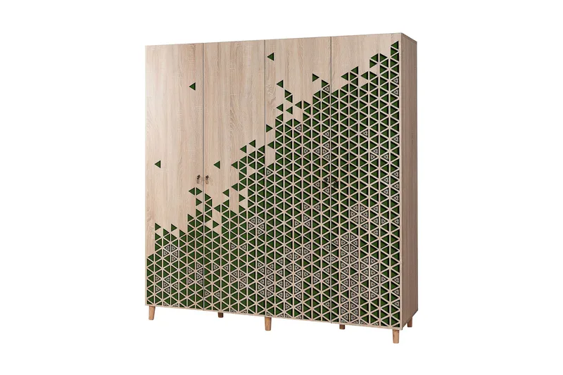 Brokind Garderob 180 cm, Brun/Svart/Ek