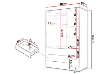 Buhan Garderob 120x185 cm - Beige/Brun - Förvaring - Garderober & garderobssystem