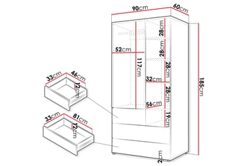 Buhan Garderob 90x185 cm - Beige/Brun - Förvaring - Garderober & garderobssystem