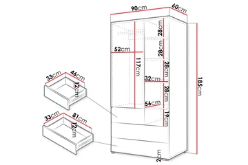 Buhan Garderob 90x185 cm - Beige/Brun - Förvaring - Garderober & garderobssystem
