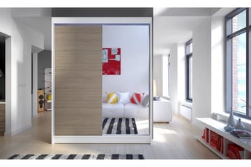 Camino Garderob 150x58x200 cm LED-belysning - Beige/Vit - Förvaring - Garderober & garderobssystem