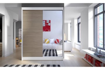 Camino Garderob 150x58x200 cm LED-belysning - Beige/Vit - Förvaring - Garderober & garderobssystem