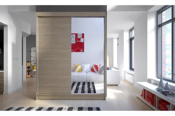 Camino Garderob 150x58x200 cm LED-belysning - Brun - Förvaring - Garderober & garderobssystem