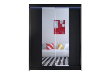 Camino Garderob 150x58x200 cm LED-belysning - Svart - Förvaring - Garderober & garderobssystem