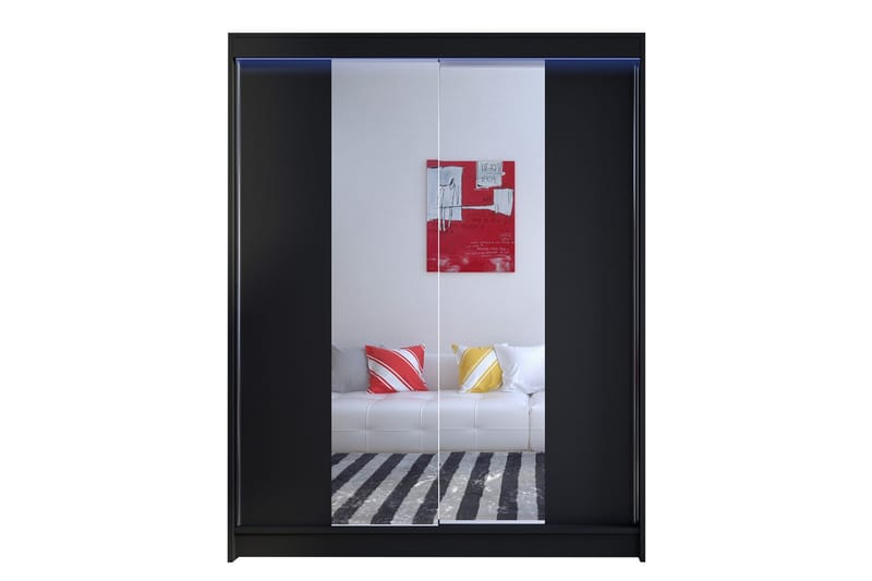 Camino Garderob 150x58x200 cm LED-belysning - Svart - Förvaring - Garderober & garderobssystem