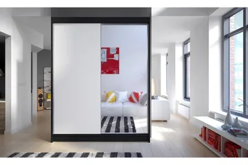 Camino Garderob 150x58x200 cm LED-belysning - Svart/Vit - Förvaring - Garderober & garderobssystem