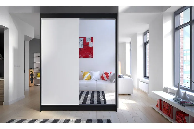 Camino Garderob 150x58x200 cm LED-belysning - Svart/Vit - Förvaring - Garderober & garderobssystem