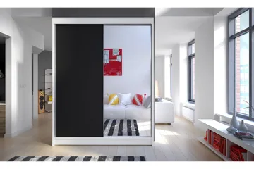 Camino Garderob 150x58x200 cm LED-belysning - Vit/Brun - Förvaring - Garderober & garderobssystem