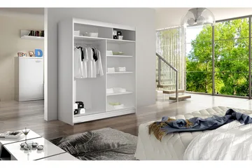 Camino Garderob 150x58x200 cm LED-belysning - Vit/Brun - Förvaring - Garderober & garderobssystem