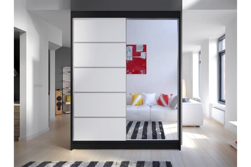 Camino Garderob 58x150 cm LED-belysning - Svartvit - Förvaring - Garderober & garderobssystem