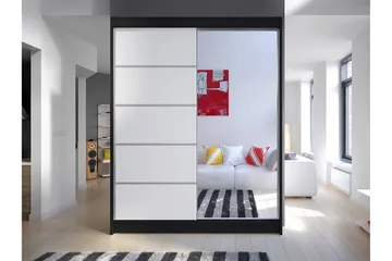 Camino Garderob 58x150 cm LED-belysning - Svart/Vit - Förvaring - Garderober & garderobssystem