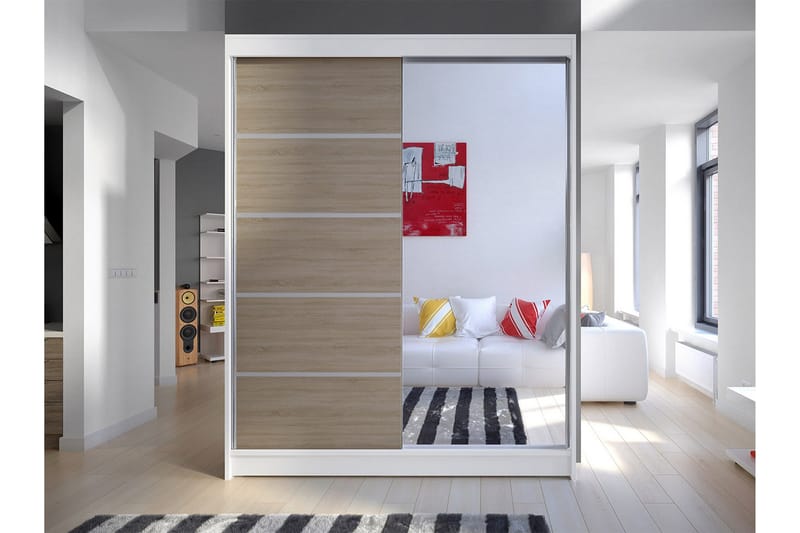 Camino Garderob 58x150 cm LED-belysning - Vit/Ek - Förvaring - Garderober & garderobssystem
