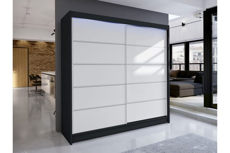 Canderbury Garderob 180x215 cm - Svart/Vit - Förvaring - Garderober & garderobssystem