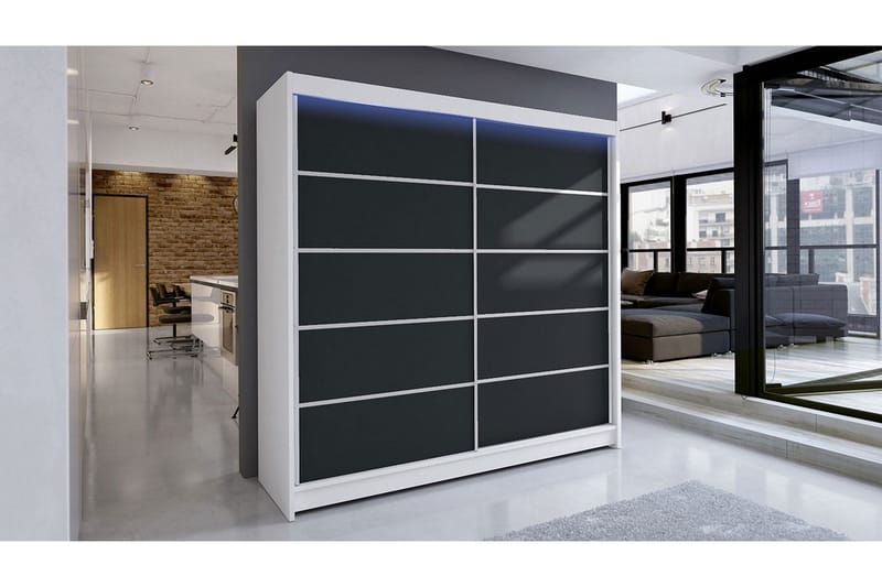 Canderbury Garderob 180x215 cm - Svart/Vit - Förvaring - Garderober & garderobssystem