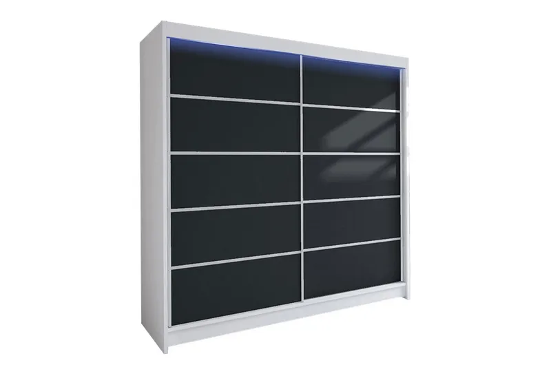 Canderbury Garderob 180x215 cm, Svart/Vit