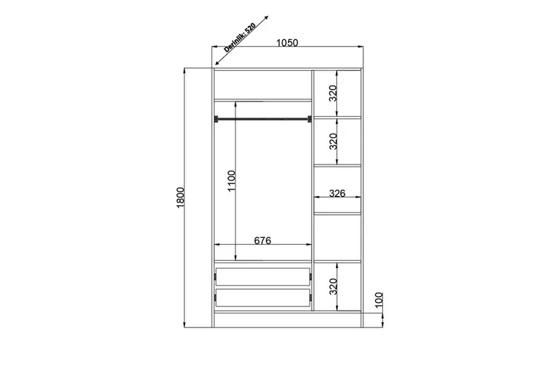 Carvo Garderob 105x180 cm - Matt Vit - Förvaring - Garderober & garderobssystem