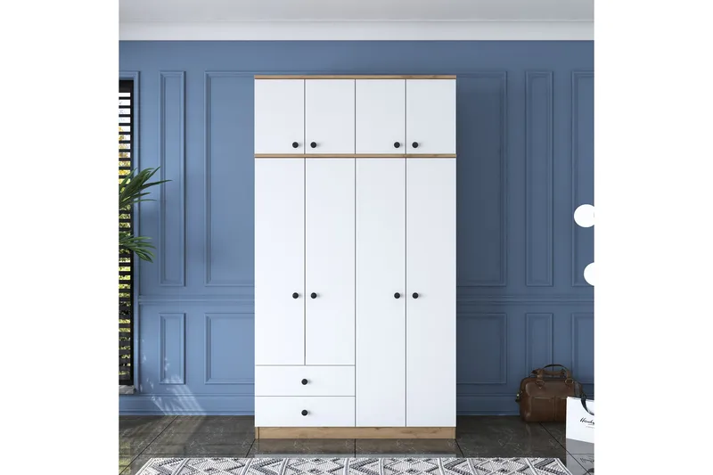 Caturai Garderob 120 cm - Valnöt/Vit - Förvaring - Garderober & garderobssystem