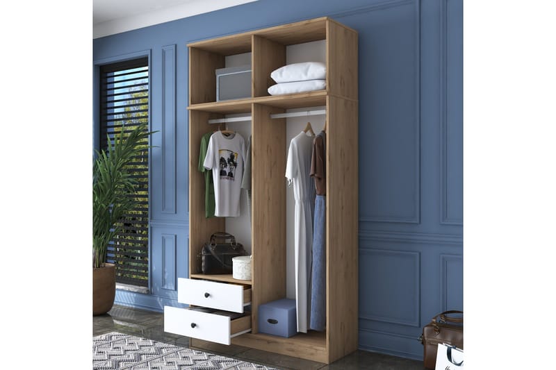Caturai Garderob 120 cm - Valnöt/Vit - Förvaring - Garderober & garderobssystem