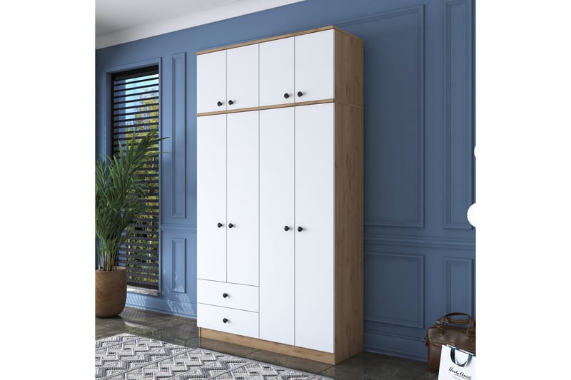 Caturai Garderob 120 cm, Valnöt/Vit