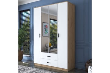 Caturai Garderob med Spegel - Valnöt/Vit - Förvaring - Garderober & garderobssystem